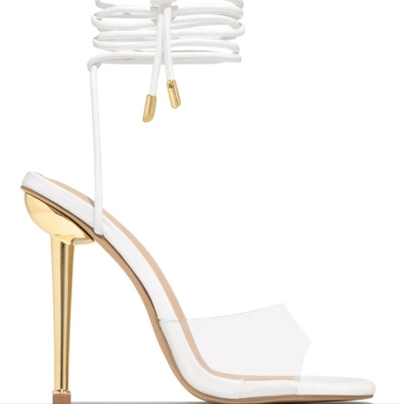 White strappy heels - Picture 2 of 3